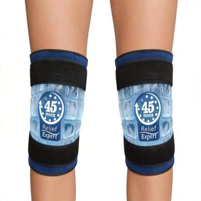 2 Packs 45-Minute Knee Ice Pack Wrap with Advanced Ice Grid Gel, Long-Lasting Cold Pack for Knees, Calves & Elbows, Flexible & Reusable Gel Ice Pack for Post-Workout Recovery, Joint Discomfort