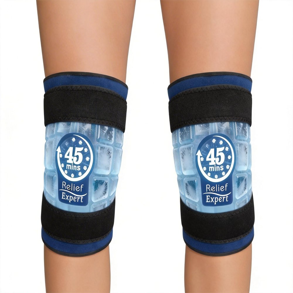 2 Packs 45-Minute Knee Ice Pack Wrap with Advanced Ice Grid Gel, Long-Lasting Cold Pack for Knees, Calves & Elbows, Flexible & Reusable Gel Ice Pack for Post-Workout Recovery, Joint Discomfort