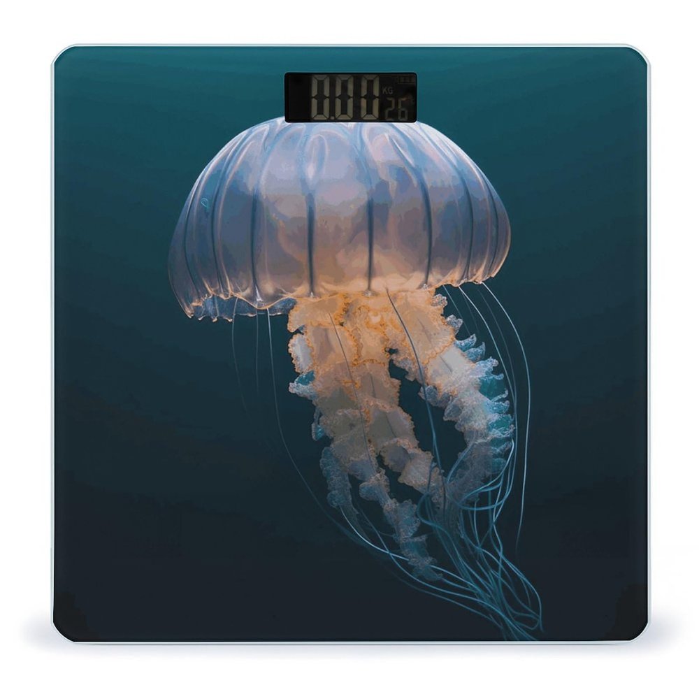 3D Jellyfish Bathroom Scale Weight Scale for Body Weight,Highly Accurate Digital Weighing Machine Clear LED Display Digital Bathroom Body Scale 400lb/182kg