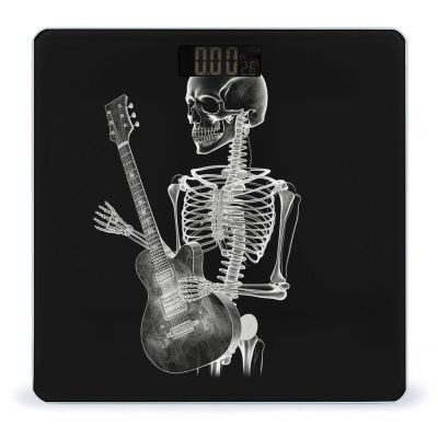 Abstract X-ray Skull Skeleton Playing Guitar Bathroom Scale Weight Scale for Body Weight,Highly Accurate Digital Weighing Machine Clear LED Display Digital Bathroom Body Scale 400lb/182kg