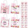 Shinylin 24 Pcs Mother's Day Clear Gift Bags with Handles Reusable PVC Ribbon Floral Happy Mother's Day Party Favor Bags Mother Clear Goodie Bag for Mom Grandmom Wife Party Storage view 1