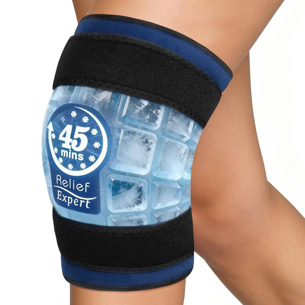 45-Minute Knee Ice Pack Wrap with Advanced Ice Grid Gel, Long-Lasting Ice Pack for Knees, Calves, Elbows, Flexible & Reusable Gel Ice Pack with Cold Compress for Workout Recovery- Fits Most Sizes