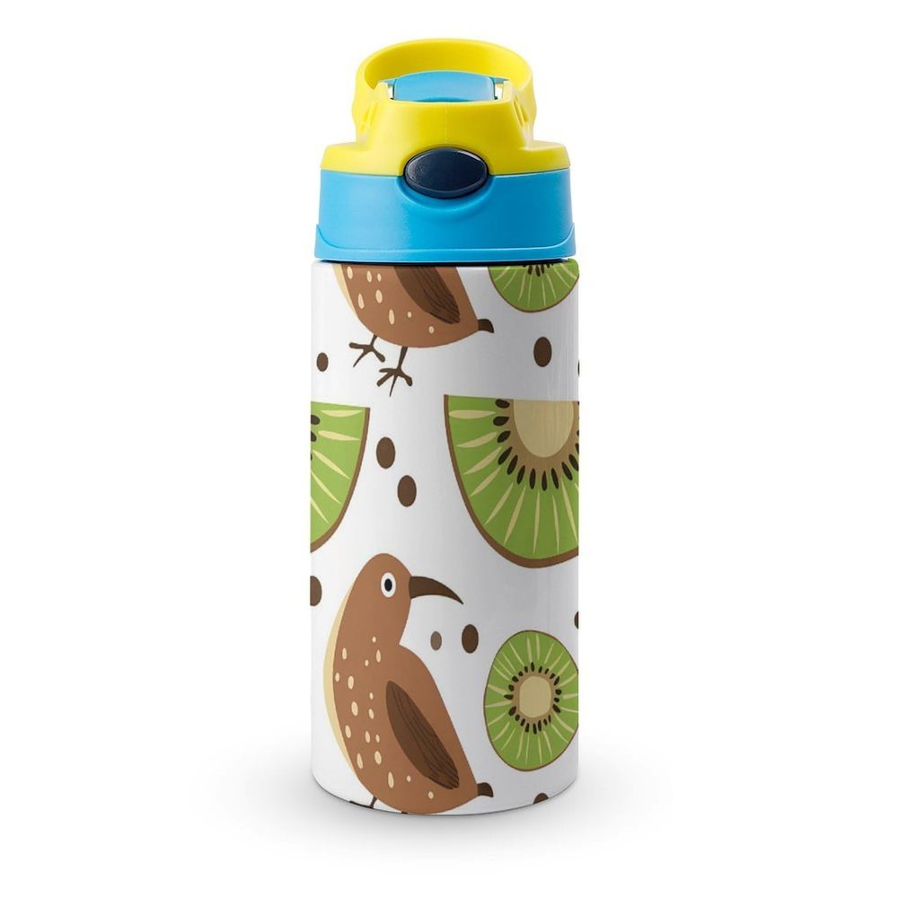 ZEYARUIBO Kiwi Birds Kiwi Fruit Slices Convenient to Carry Large Capacity Pop-up Water Cup Blue-Kiwi Birds Kiwi Fruit Slices