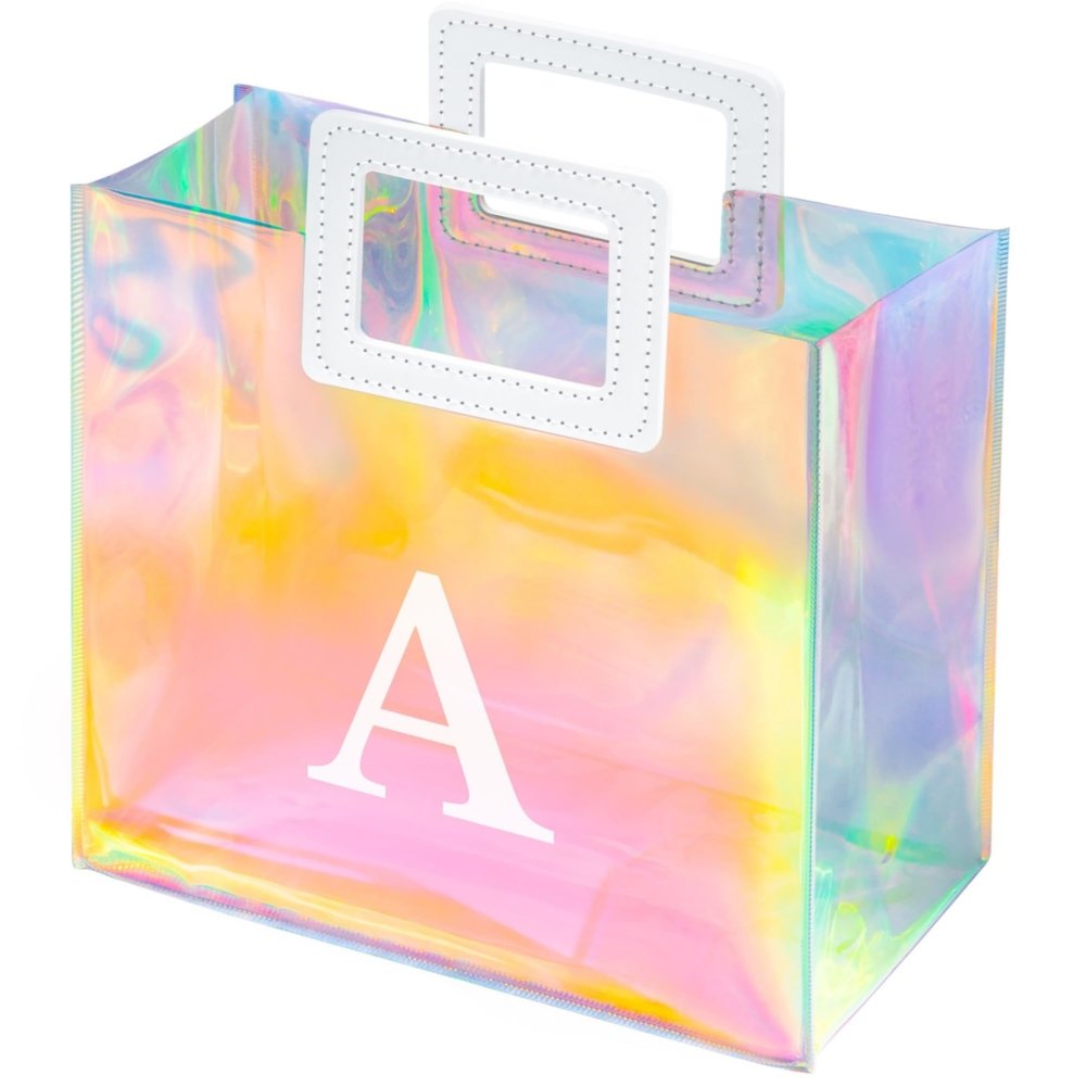 VUOJUR 12.8'' Holographic Initial Large Gift Bag for Women Girl Birthday(A)