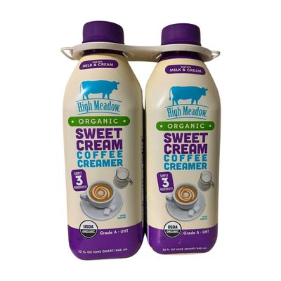 Organic Sweet Cream Coffee Creamer, Grade A Dairy, UHT, Rich & Smooth Flavor, 32 fl oz, Pack of 2