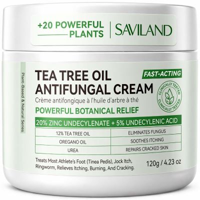 SAVILAND Antifungal Cream 120g Extra Strength: Max 25% Undecylenic Acid Fungal Cream for Skin Athletes Foot Jock Itch Ringworm Foot Fungus Treatment Natural Skin Relief with Tea Tree & Oregano Oil