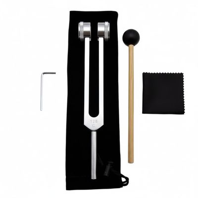128 Hz Tuning Fork for Healing Weighted C128 with Mallet Professional Sound Therapy Instrument Yoga Meditation Accessories