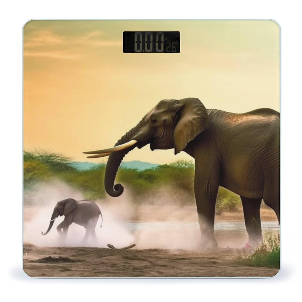 Africa Elephant Bathroom Scale Weight Scale for Body Weight,Highly Accurate Digital Weighing Machine Clear LED Display Digital Bathroom Body Scale 400lb/182kg