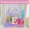 VUOJUR 12.8'' Holographic Letter Large Gift Bag for Women Birthday Personalized Reusable Party Bag(E) view 3