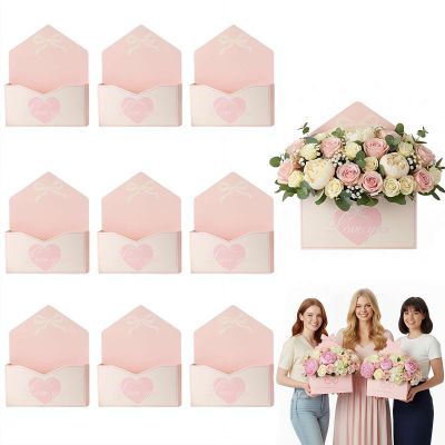 10PCS Valentines Day Envelopes Gift Box for Gifts,Bouquet Package Gift Box Folding Paper Boxs,Valentines Day Flower Bouquet Package Gifts,Empty GifBox for Wedding Birthday Festival Party Decoration