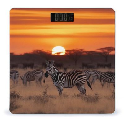 Africa Sunset Zebra Bathroom Scale Weight Scale for Body Weight,Highly Accurate Digital Weighing Machine Clear LED Display Digital Bathroom Body Scale 400lb/182kg