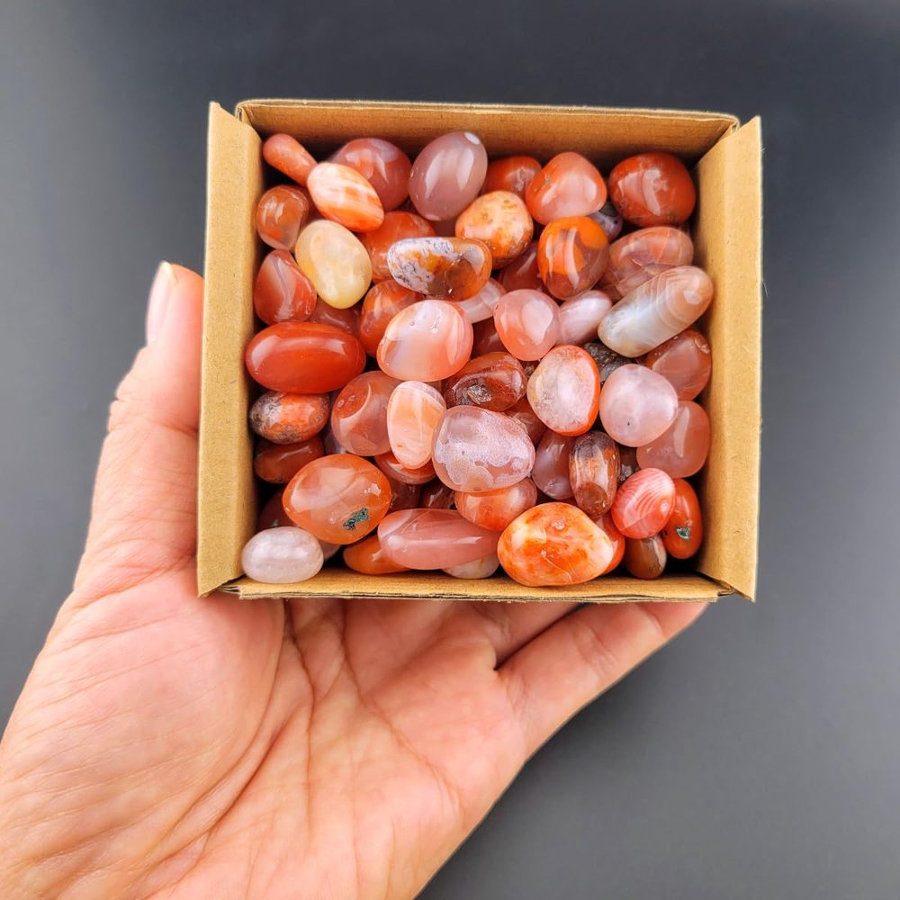 1,000 Carats Red Agate Handpicked Tumbled Stones Crystals Chips 0.3''-0.5'' Bulk Fountain Rocks Pocket Stones for Healing, Reiki, Meditation, Witchcraft,Home Decorations (Red Agate)