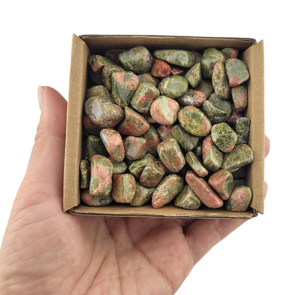 1,000 Carats Unakite Handpicked Tumbled Stones Crystals Chips Bulk Pocket Stones for Healing, Reiki, Meditation, Witchcraft and Home Decorations (Unakite)