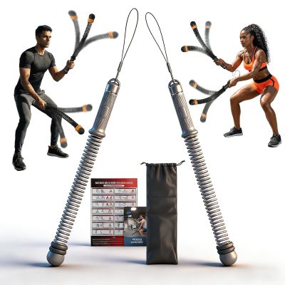 Adjustable Ropeless Battle Ropes Trainer, Cordless Battle Ropes for Home Gym with Poster, Workout Exercise Rope for Strength Building, HIIT and Low-Impact Aerobic Training for Men & Women (Gray)