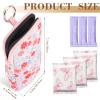 2 Pack Portable Tampon Holder Zippered Pouch with Snap Hook, Waterproof Travel-Friendly Discreet Period Bag, Feminine Products Organizer for Women Purse (Floral) view 2