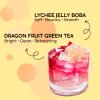 YZB Instant Boba Drink Kit, Crystal Bubble Fruit Tea (Jelly-Style), Dragon Fruit Green Tea with Lychee-Flavored Bubble, No Heat Needed, DIY, Mix & Sip in seconds, 3 Servings with Straws view 4