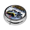 Advanced Snowmobile Round Pill Box.Mini Full Printed Metal Pillbox. Travelfriendly 3compartment Design, 2.0 x 2.0 x 0.7 inches. view 2
