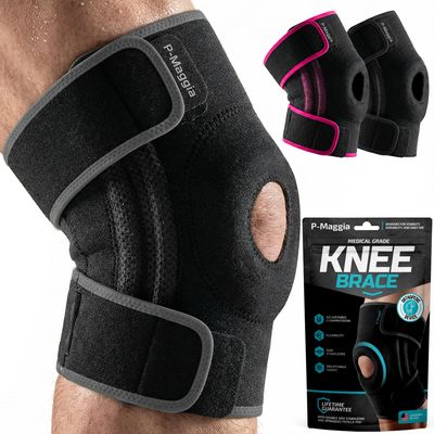 Adjustable Knee Brace for Women and Men for Knee Pain Relief (Gray - XXL)