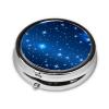 Blue Star Pattern Round Pill Box.Mini Full Printed Metal Pillbox. Travelfriendly 3compartment Design, 2.0 x 2.0 x 0.7 inches. view 2