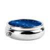 Blue Star Pattern Round Pill Box.Mini Full Printed Metal Pillbox. Travelfriendly 3compartment Design, 2.0 x 2.0 x 0.7 inches. view 3