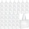 Eccliy 42 Pack 12x12x6 Inch Clear Tote Bag Stadium Approved Bulk Plastic Beach Tote Gift Bag with Handle for Gym Sports (White) view 1