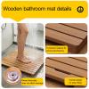 Teak Solid Wood Shower Floor Mat, Wood Walk in Shower Non Slip Mats, Raised Comfortable Board, for Bathroom, Bathtub, Spa, Sauna, Pool, Indoor & Outdoor Use(40x40cm/15.7 * 15.7in) view 4