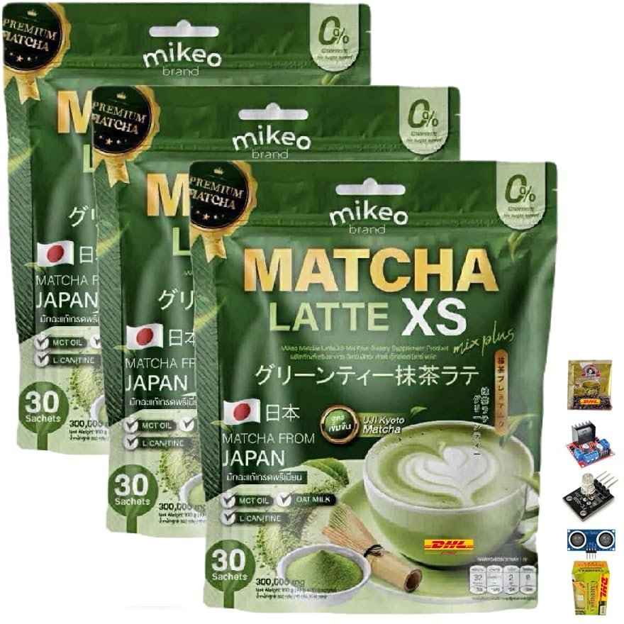 300 grams (30 Sachets) Roasted Snack Delicious Mellow Intense MikeoMatcha LatteXS Instant Mix Healthy 18 in 1 Vegan Snack (of 3) By Beautygoodshop [Get Free For You Beauty Gifts]