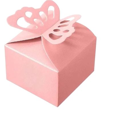 25pcs Pink Purple Butterfly Favor Boxes - Suitable for Birthdays, Activities and Weddings(Pink)