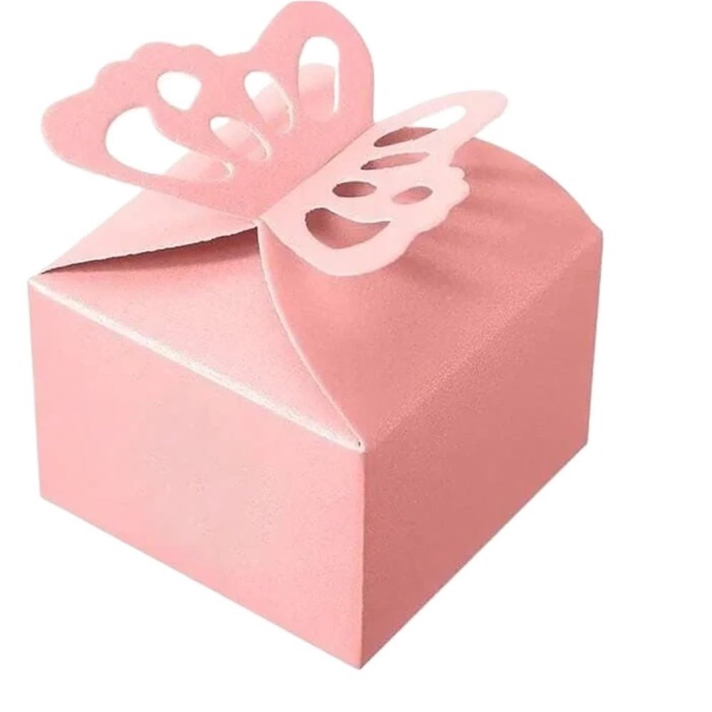 25pcs Pink Purple Butterfly Favor Boxes - Suitable for Birthdays, Activities and Weddings(Pink)