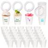 30 Pcs White Shot Cups with Wristband for Party 2oz Plastic Shot Glasses Bulk Disposable Mini Shot Glasses with Bracelet Wear On Solo Cups for Wedding Graduation Party Beer Taste Serving Birthday view 1
