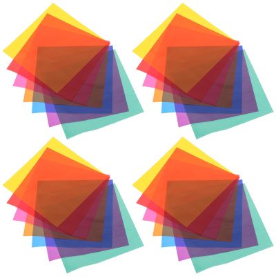 GRIRIW 28pcs Multi-color Cellophane Paper 10cm Square Decorative Wrapping Sheets for DIY Crafts Candy Packaging and Artistic Light Effects