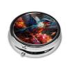 Hummingbird Round Pill Box.Mini Full Printed Metal Pillbox. Travelfriendly 3compartment Design, 2.0 x 2.0 x 0.7 inches. view 2