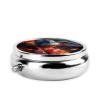 Hummingbird Round Pill Box.Mini Full Printed Metal Pillbox. Travelfriendly 3compartment Design, 2.0 x 2.0 x 0.7 inches. view 3