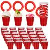 30 Pcs Red Shot Cups with Wristband for Party 2oz Plastic Shot Glasses Bulk Disposable Mini Shot Glasses with Bracelet Wear On Solo Cups for Valentine Carnivals Weddings Party Games Events Supplies view 1
