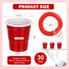 30 Pcs Red Shot Cups with Wristband for Party 2oz Plastic Shot Glasses Bulk Disposable Mini Shot Glasses with Bracelet Wear On Solo Cups for Valentine Carnivals Weddings Party Games Events Supplies view 2
