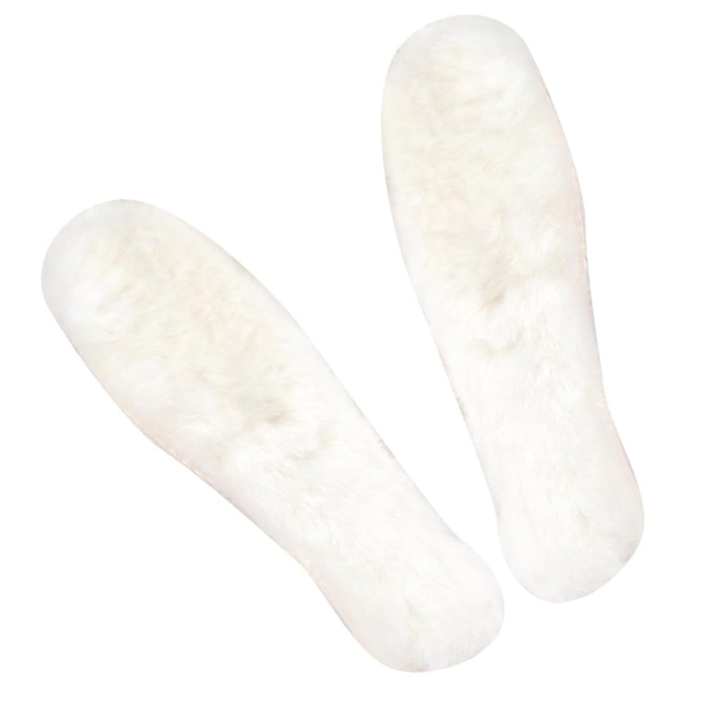 Veemoon Warm Wool Insoles for Men and Women, Fleece-Lined Leather Shoe Inserts Size 39, Breathable Sweat-Absorbing Warm Shoe Pads for Winter Boots and Sneakers