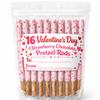 16 Valentines Day Strawberry Chocolate Pretzel Rods Individually Wrapped view 1