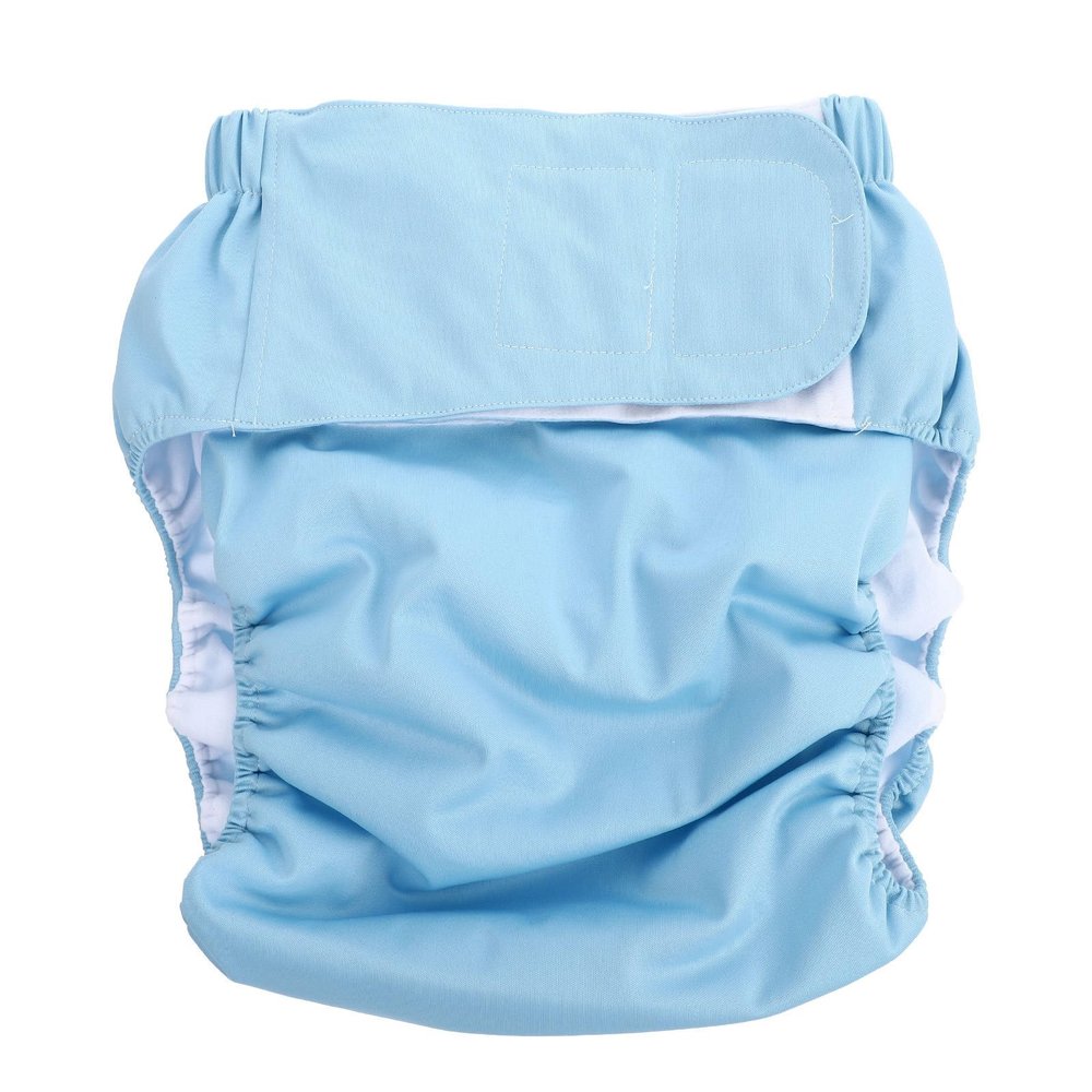 Alipis Adult Waterproof Washable Cloth Diaper with Hook-and-Loop Fastener, Unisex Reusable Incontinence Protector for Elderly, Medium Size Fits 15-38 Inch Waist, Leak-Resistant Protective