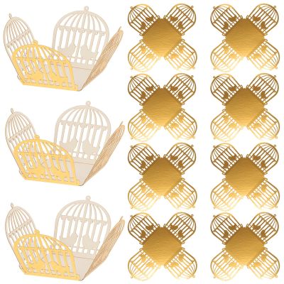 Abaodam 50pcs Decorative Chocolate Wrapping Boxes Hollow Cage Pattern Foil Truffle Case for Wedding Party Candy Packaging and Valentines Day