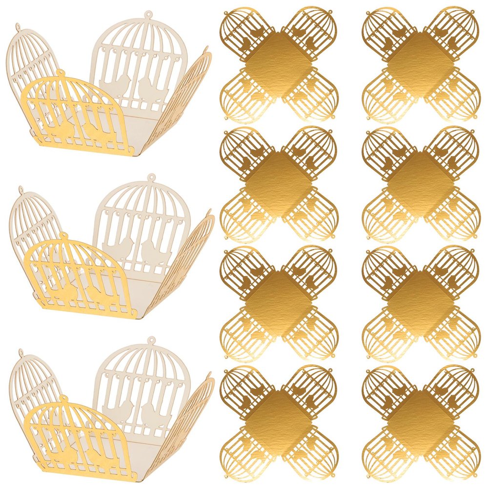 Abaodam 50pcs Decorative Chocolate Wrapping Boxes Hollow Cage Pattern Foil Truffle Case for Wedding Party Candy Packaging and Valentines Day