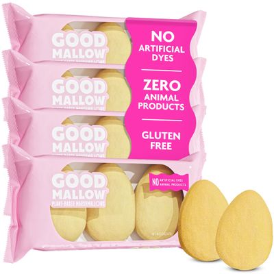 GoodMallow Plant-Based Marshmallow Eggs 100% Vegan Marshmallows with No Artificial Dyes Non-Dairy, Gluten Free, Gelatin Free Marshmellows, Easter Candy, Egg Pastel Party Candy (12 Yellow Eggs)
