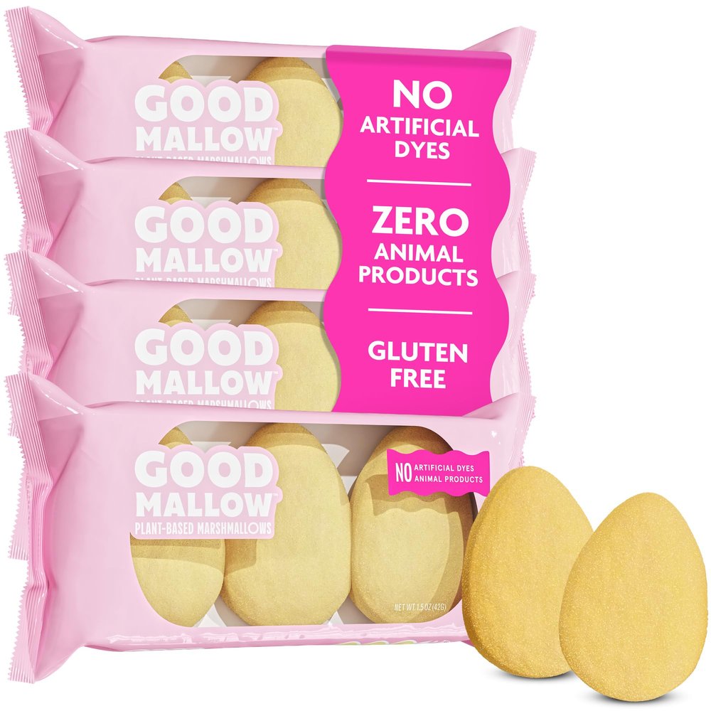 GoodMallow Plant-Based Marshmallow Eggs 100% Vegan Marshmallows with No Artificial Dyes Non-Dairy, Gluten Free, Gelatin Free Marshmellows, Easter Candy, Egg Pastel Party Candy (12 Yellow Eggs)