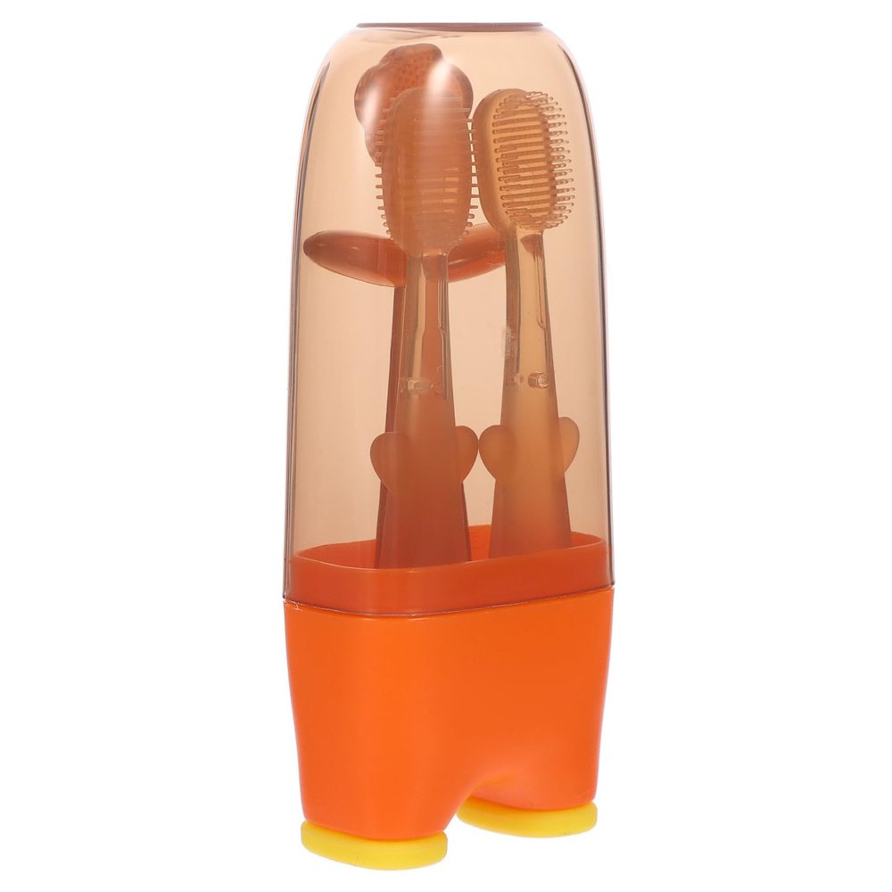 Ciieeo Silicone Toothbrush 3pcs Oral Care Tool Tongue Cleaner for Newborn Gum Cleaning Safe Soft Silicone Brush for Mouth Hygiene
