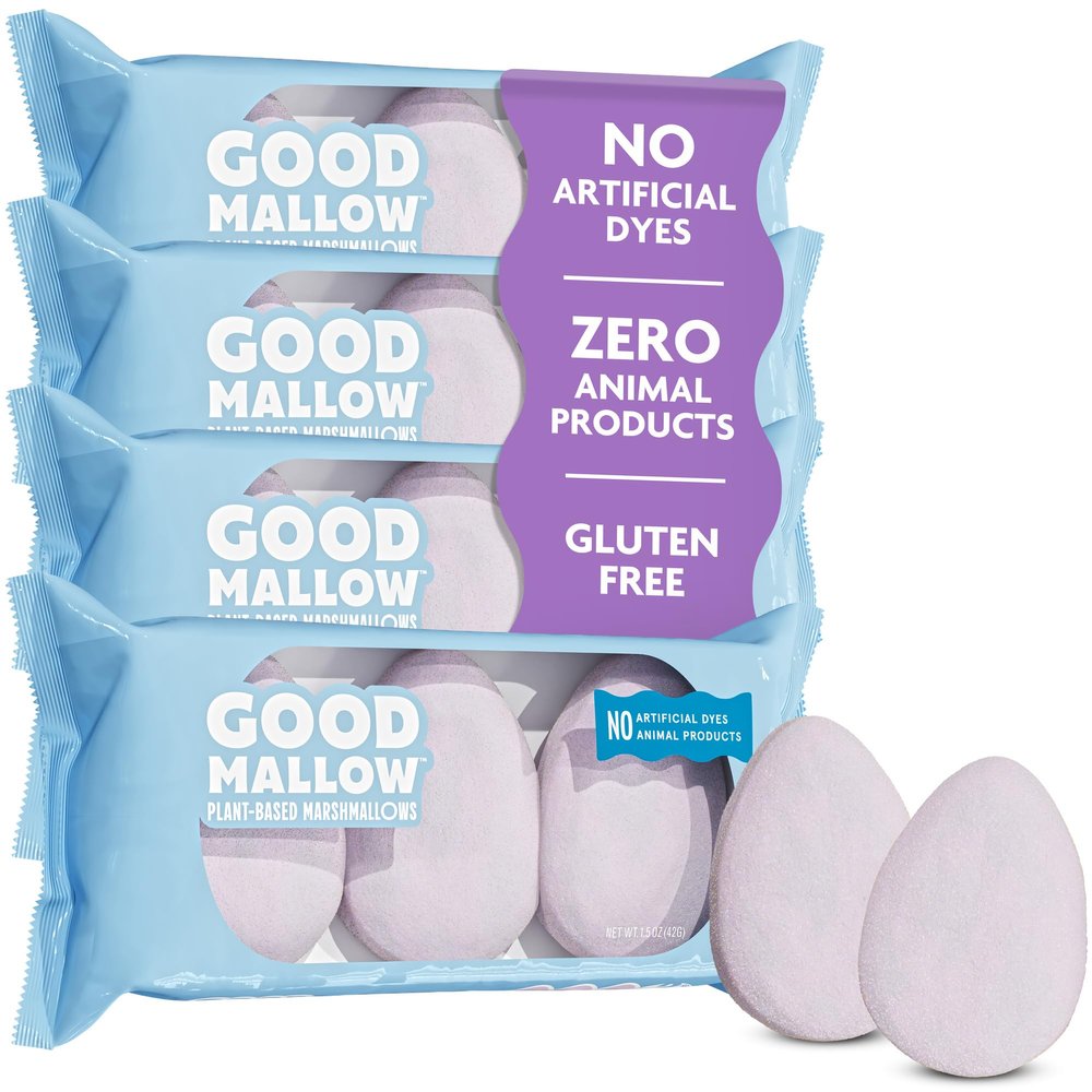 GoodMallow Plant-Based Marshmallow Eggs 100% Vegan Marshmallows with No Artificial Dyes Non-Dairy, Gluten Free, Gelatin Free Marshmellows, Easter Candy, Egg Candy (12 Pink Eggs)
