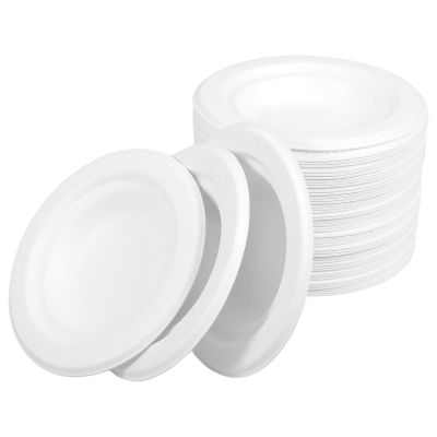 DEARMAMY 50pcs Disposable Small Paper Plates for Sauce 3-inch Biodegradable Pulp Dinner Plates Pack Suitable for Parties Picnics and Outdoor Use