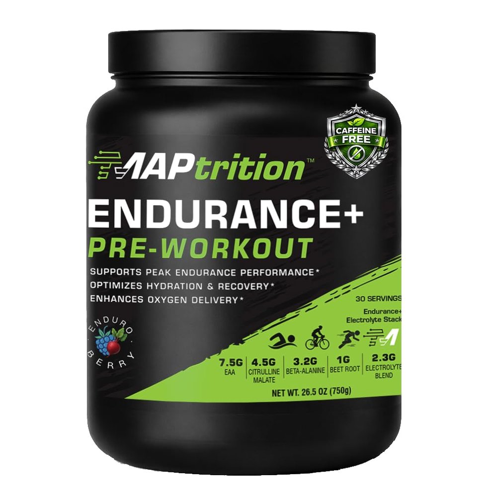 MAPtrition Endurance+: Caffeine-Free Pre-Workout, Endurance & Hydration Formula with EAAs, Citrulline Malate, Beta-Alanine & Electrolytes for Running, Crossfit & Sports Training (Enduro-Berry)
