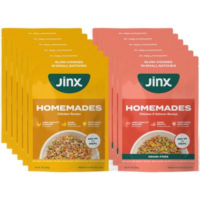 Jinx Wet Dog Food Toppers, Homemades Variety 6 Pack - Chicken & Grain Free Chicken & Salmon - Meal & Mix in Dry Dog Food Toppers Made with Real Ingredients, No Fillers - Puppy, Adult & Senior - 9oz