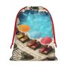 THFDDCFV Swimming Pool Print Drawstring Gift Bag Convenient Open Drawstring Design, Perfect For Holidays And Daily Storage view 1