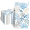 100Pcs Blue Starfish Paper Napkins 3 Ply Coastal Beach Disposable Hand Towels Ocean Guest Bathroom Napkins for Summer Wedding Bridal Birthday Party Supplies view 1