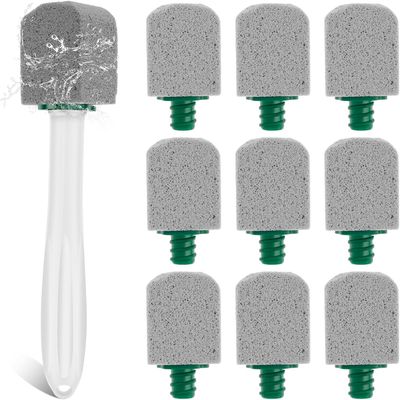 10 Pcs Pumice Stone Toilet Bowl Cleaner, Strong Toilet Stone Cleaning Brush with Handle, Toilet Brush Suspended Cleaning Brush with Replaceable Brush Heads, Crevice Cleaning Brush for Bathrooms